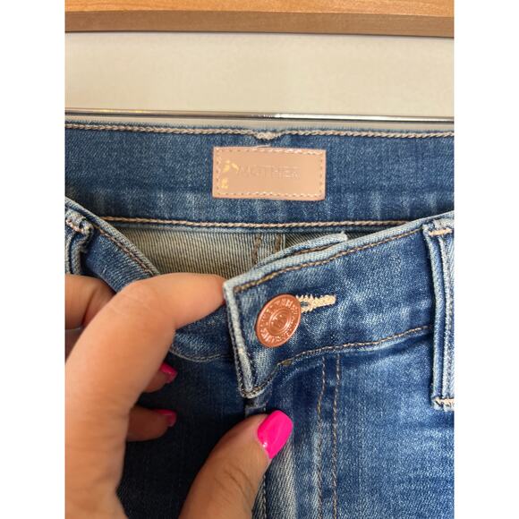 NWT Mother The Hustler Ankle Fray Mid Rise Crop Bootcut Leg Jeans Blue Size: 27 - Picture 4 of 8